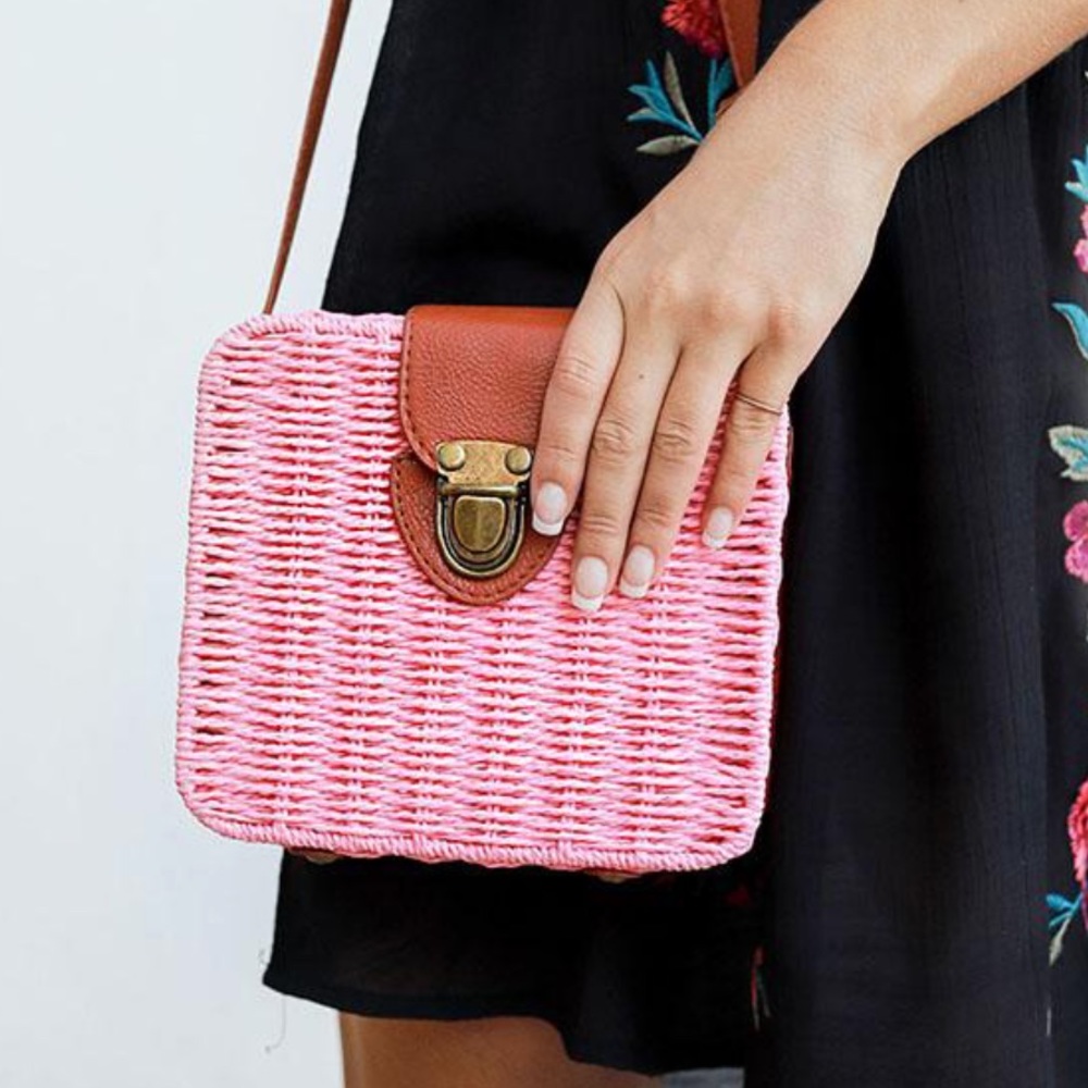 Pink Woven Basket Tote from Impressions